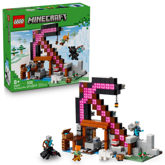 LEGO Minecraft The Pickaxe Mine front view for imaginative play and exploration.