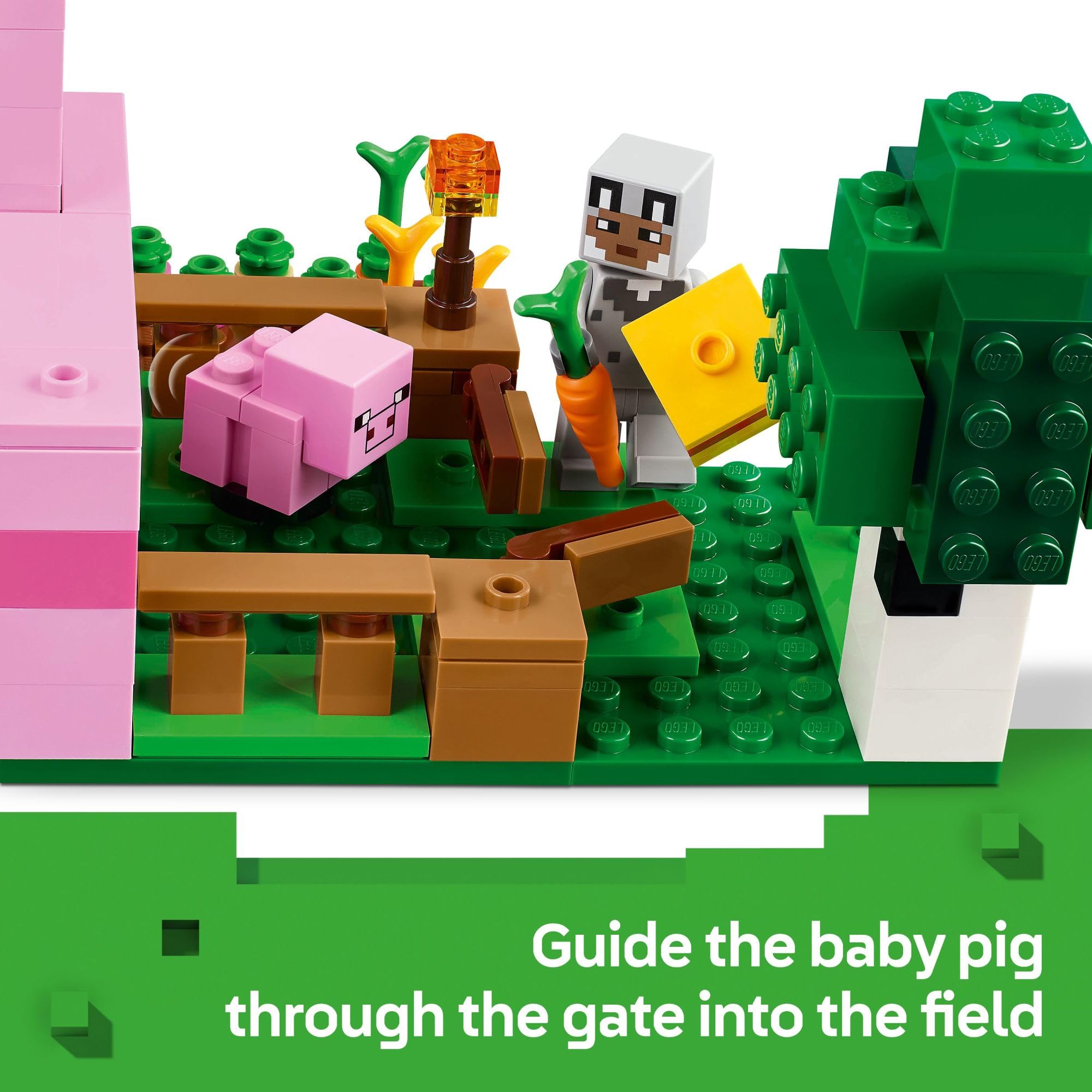 LEGO Minecraft inside details including bed and bookcase for cozy scenes
