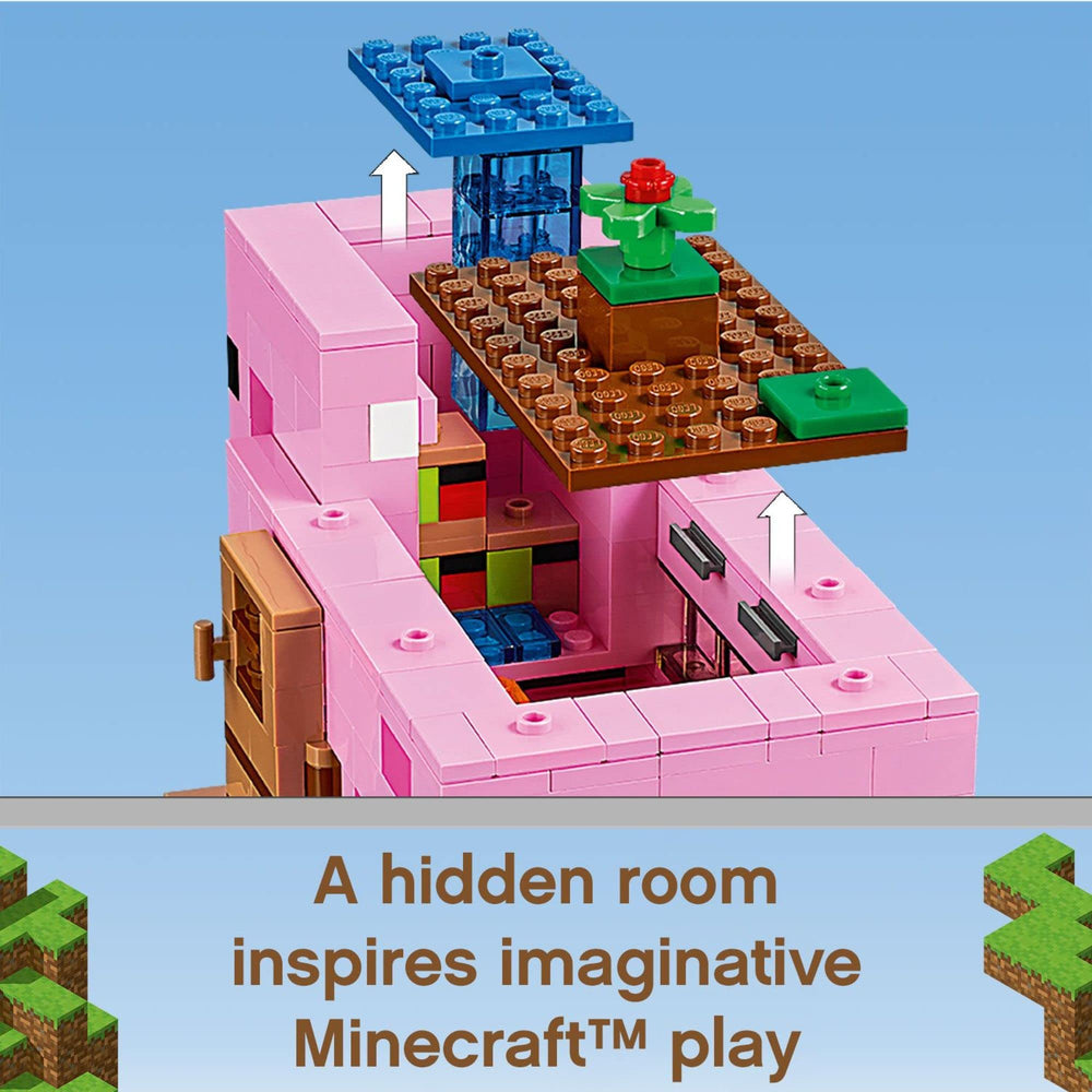 LEGO Minecraft pigs figures keep the farm vibe alive during play.