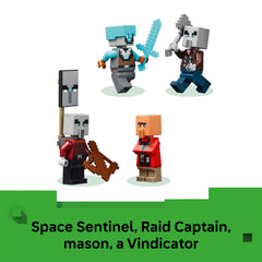 LEGO Minecraft Pillager Outpost Ravager treasure chest and loot accessories.