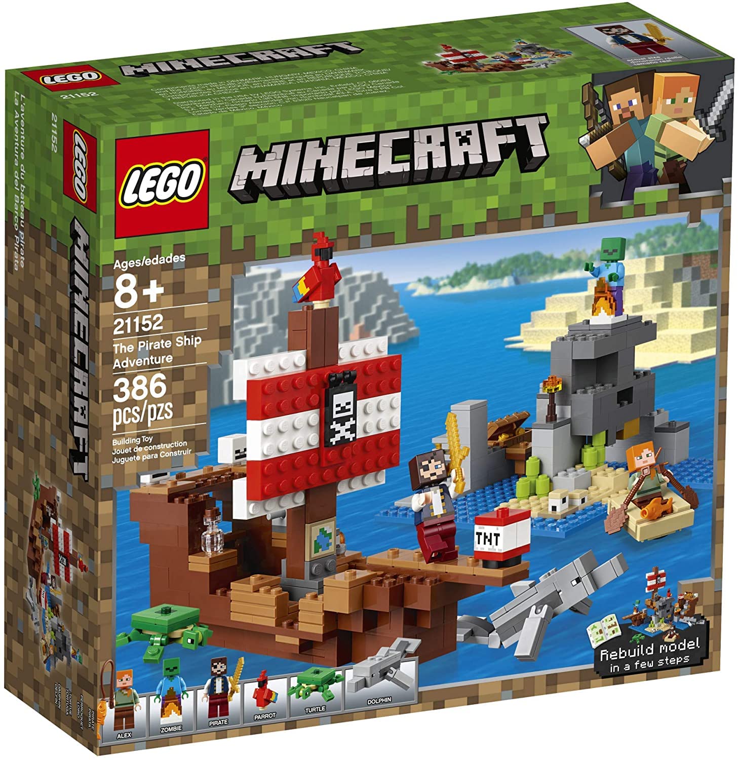 LEGO Minecraft The Pirate Ship Adventure cover image for imaginative play and display