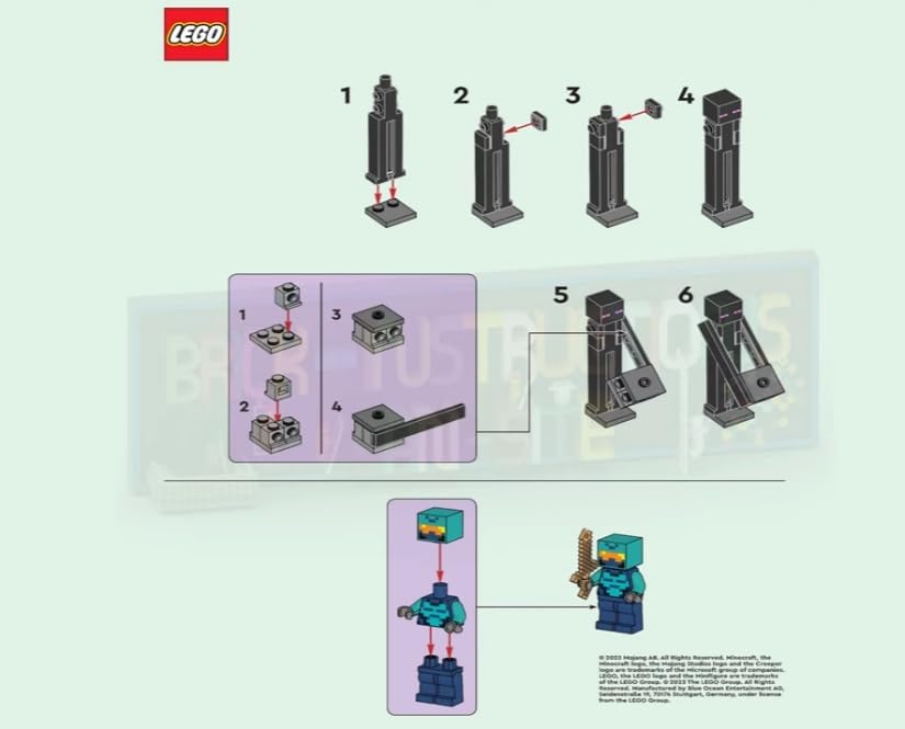LEGO Minecraft Pixelated sword accessory enhances battles in builds.