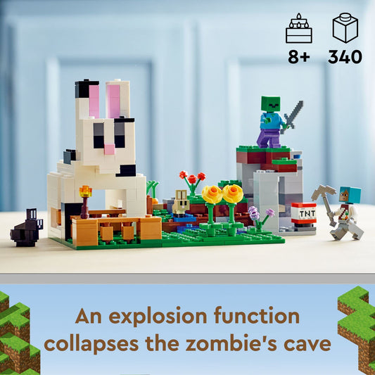 LEGO Minecraft The Ranch Rabbit roof lift exposes interior space for easy organization and role-play