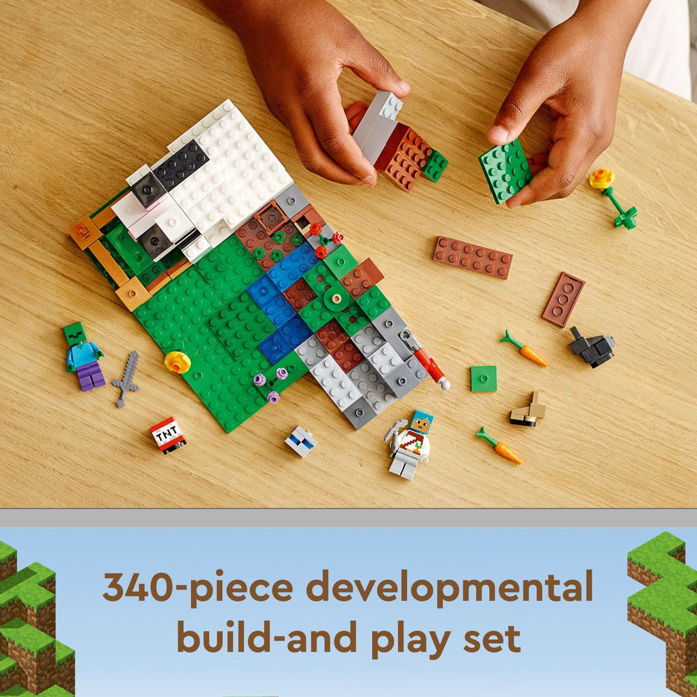 LEGO Minecraft The Ranch Rabbit cave hides a zombie, adding a challenge to play