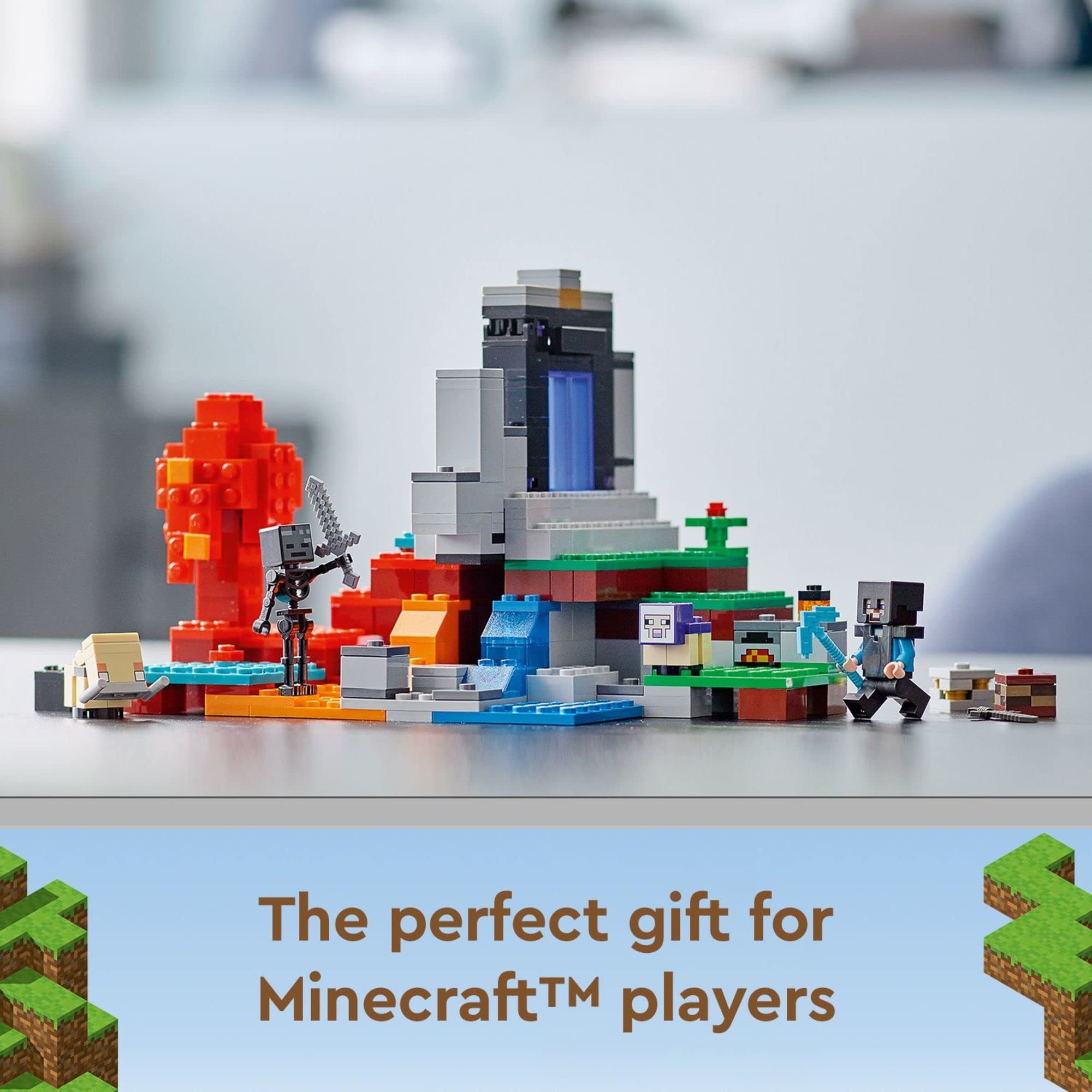 LEGO Minecraft 21172 baby sheep figure adds friendly detail.