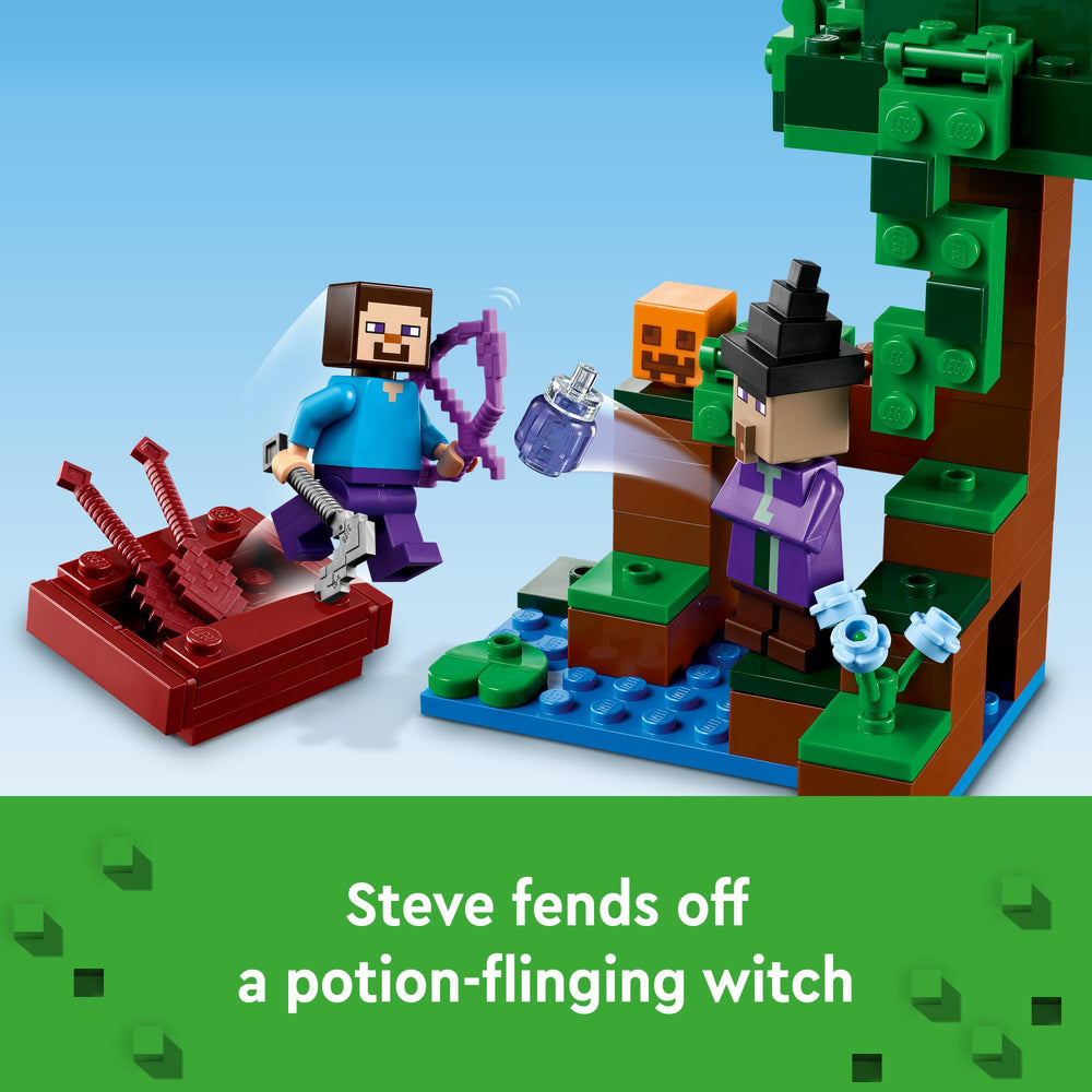 LEGO Minecraft The Pumpkin Farm Steve minifigure — iconic hero ready for adventures