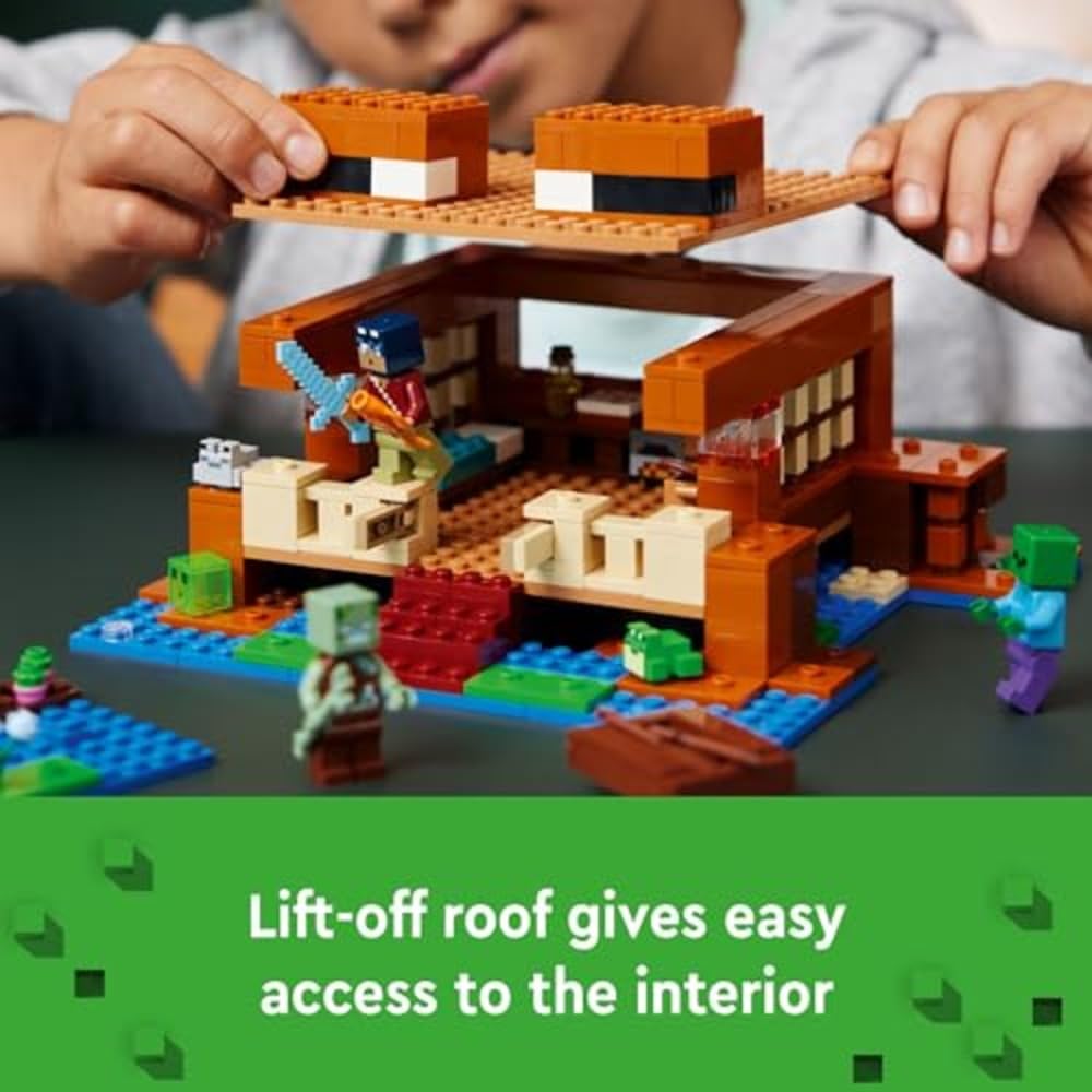 LEGO Minecraft The Frog House lake with boat for fishing and exploration