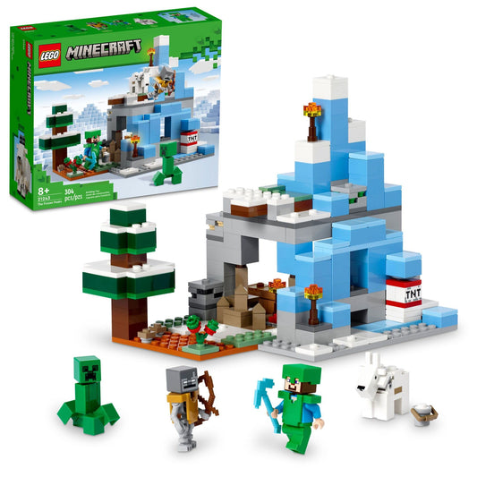 LEGO Minecraft The Frozen Peaks shelter build for survival-style play after icy exploration