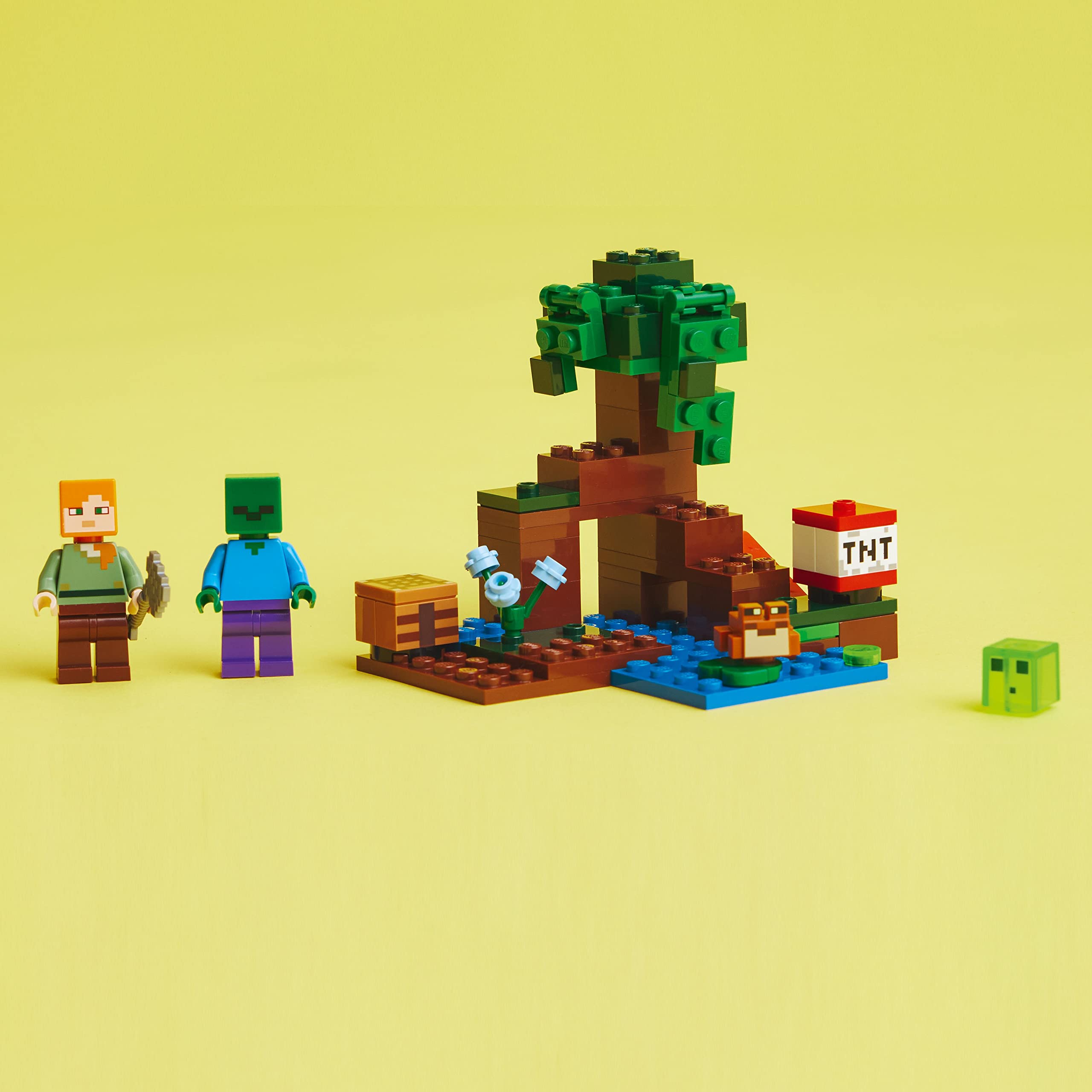 LEGO Minecraft The Swamp Adventure frog on a lily pad in swamp