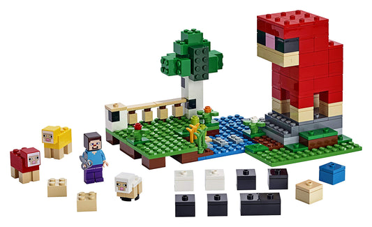 LEGO Minecraft The Wool Farm stream and stepping-stones for dynamic farming adventures