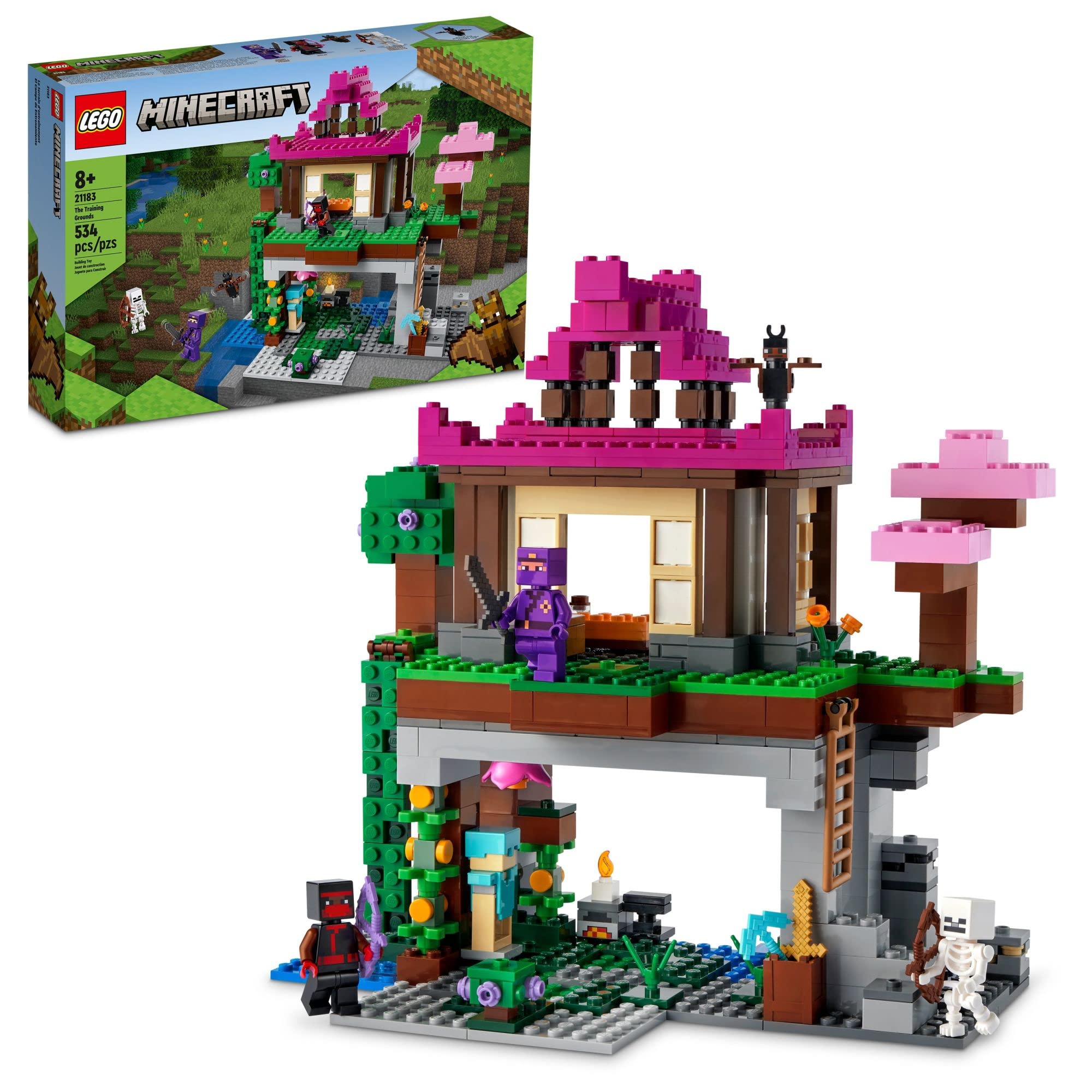 LEGO Minecraft Training Grounds: house and dojo scene for imaginative play