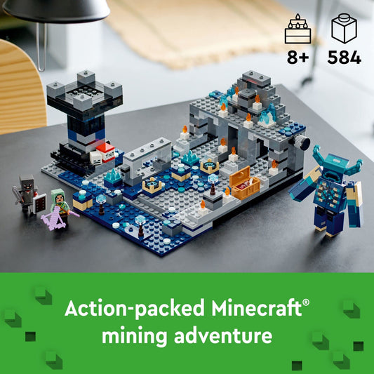 LEGO Minecraft Warden rise action captures dramatic moment for storytelling.