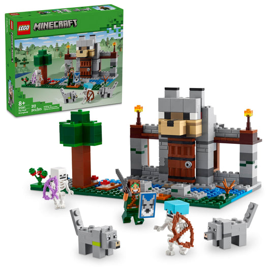 LEGO Minecraft Wolf Stronghold entrance with a buildable wolf head for dramatic play.