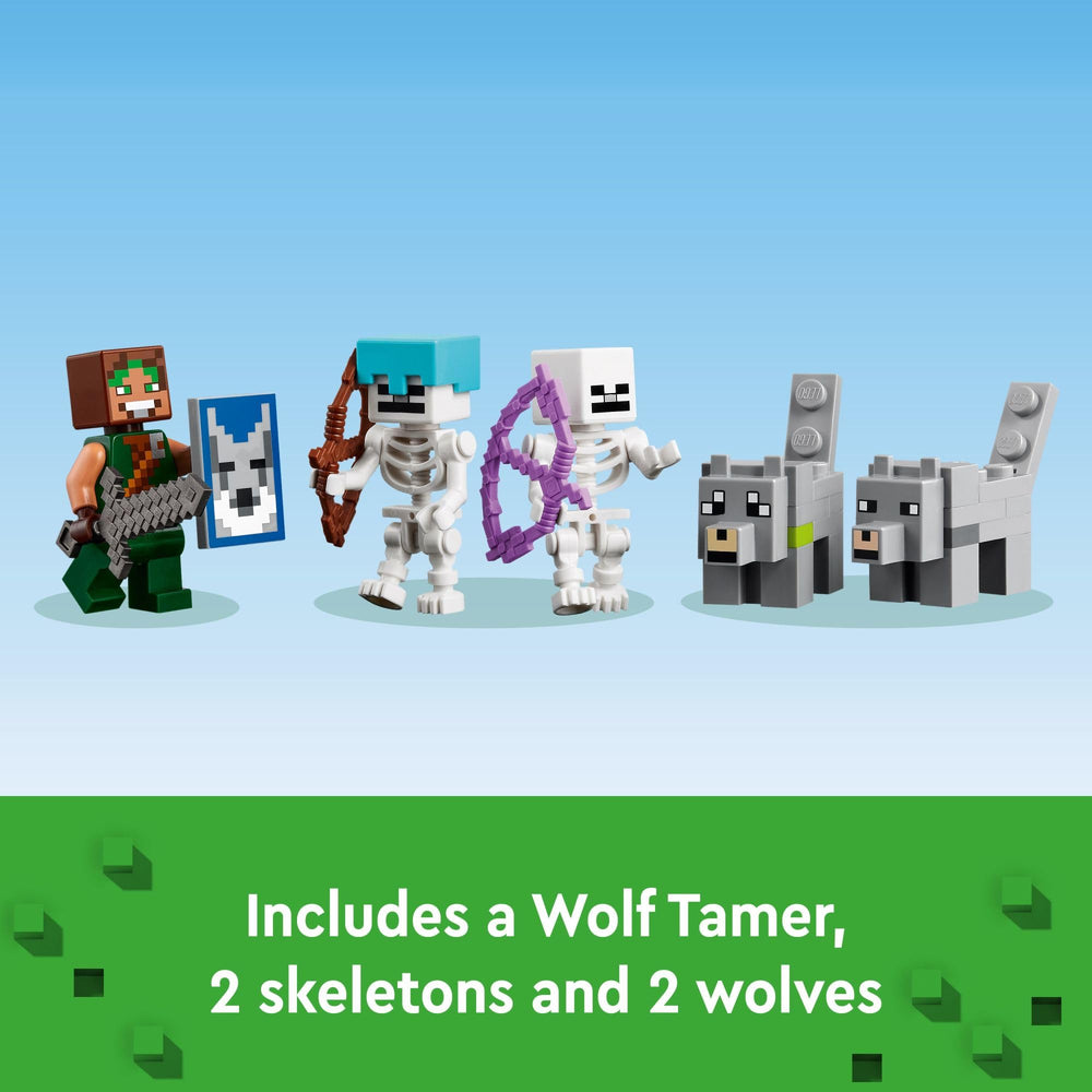 LEGO Minecraft Wolf Stronghold skeleton pair ready for forest battles.