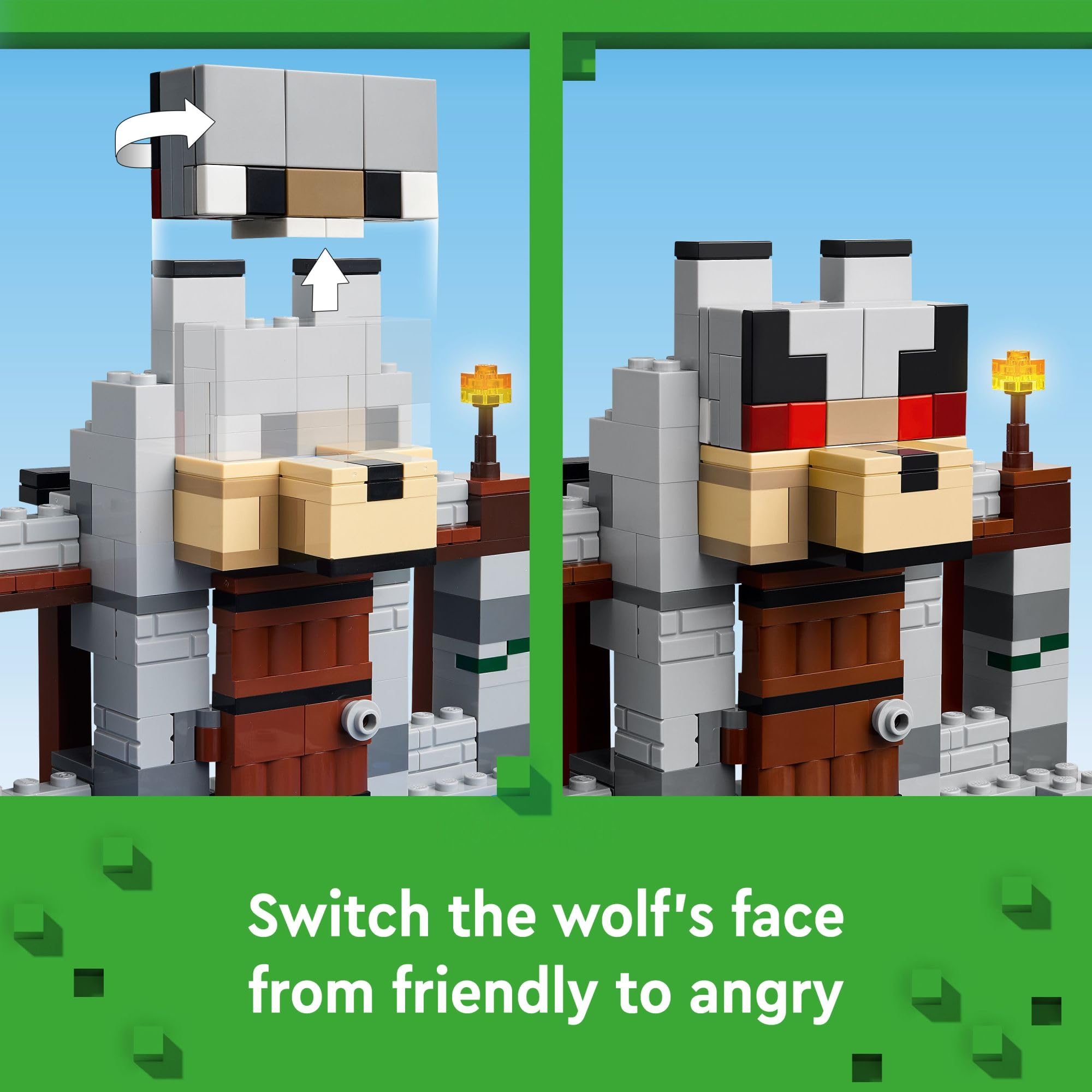LEGO Minecraft Wolf Stronghold smithing table for custom tool ideas and builds.