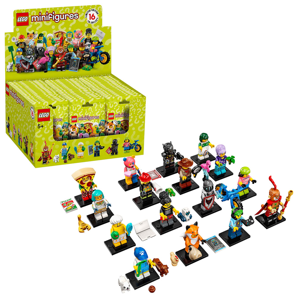LEGO minifigure packaging highlights organized collection and easy storage.
