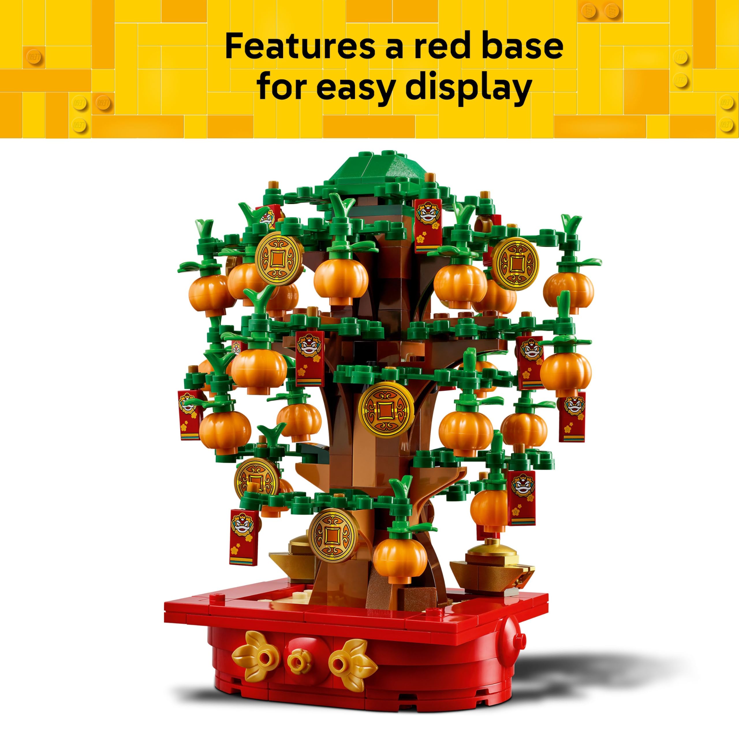 LEGO Money Tree table centerpiece adds festive charm to homes or classrooms.