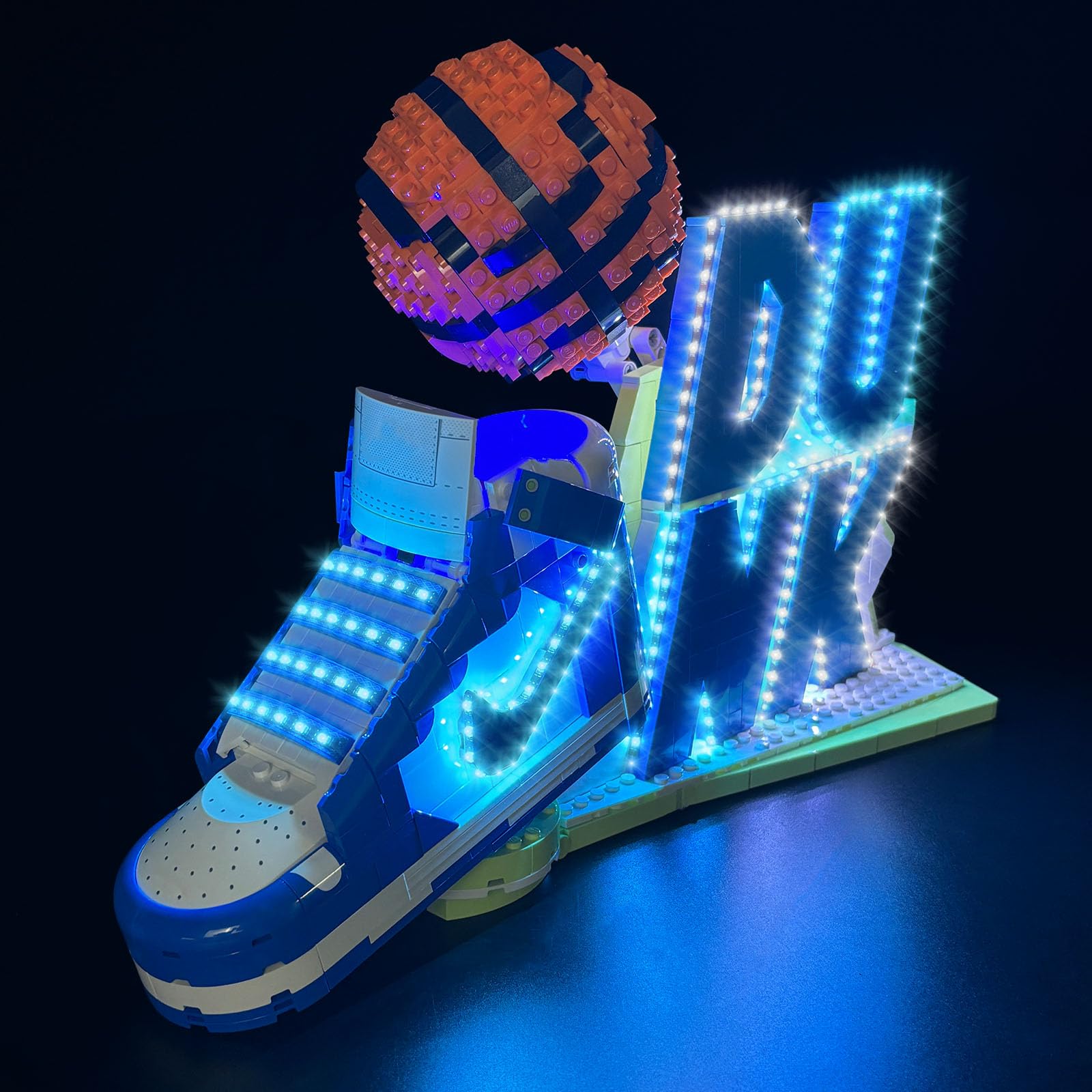 Lego Nike Dunk lighting uses durable ABS housing for safe, long-lasting use.