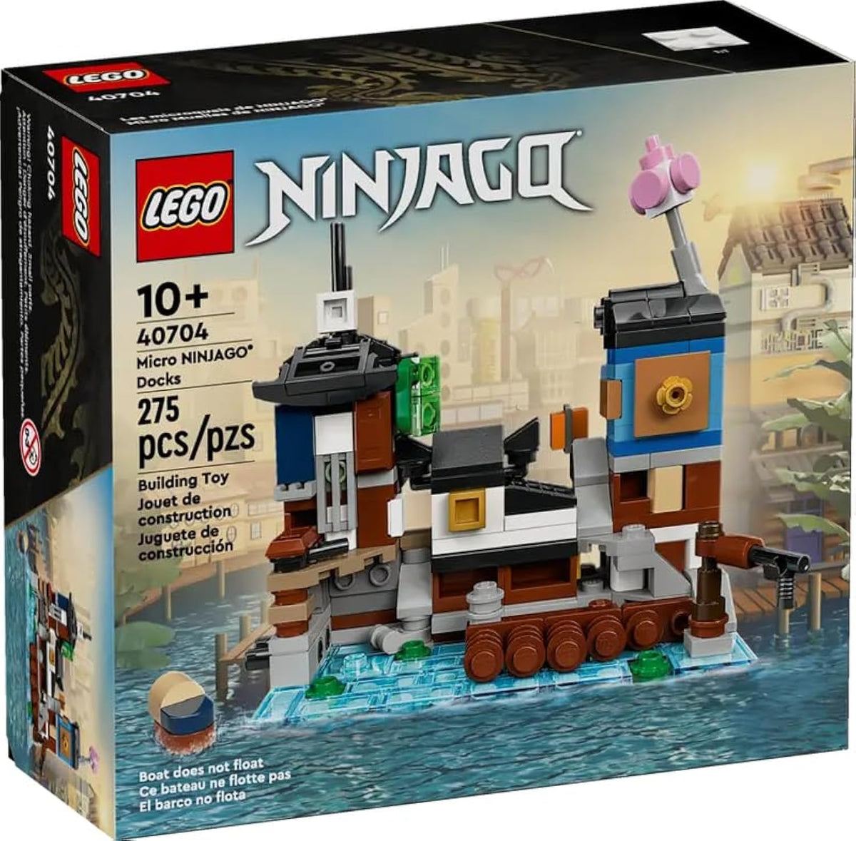 LEGO NINJAGO 40704 Micro Docks market scene for imaginative city play and collection display.