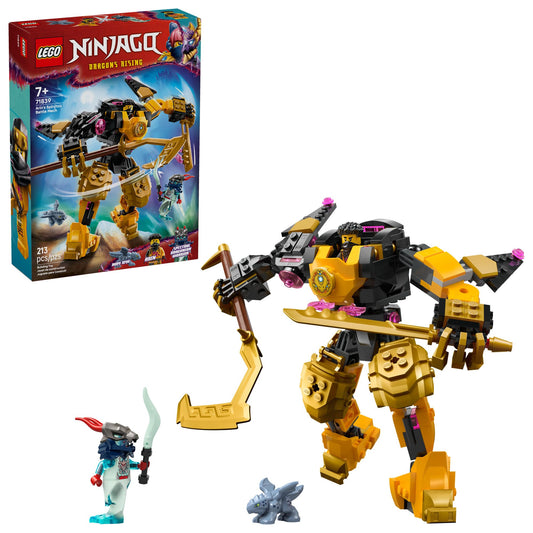 LEGO NINJAGO Arin's Spinjitzu Battle Mech posed for action with rotating torso.