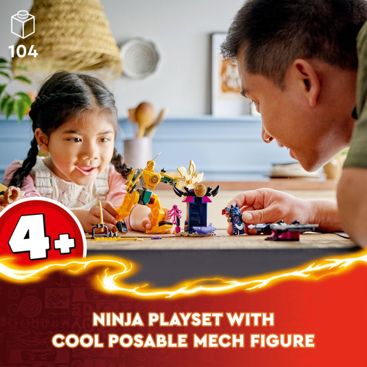 LEGO NINJAGO Arins Battle Mech side profile shows poseable limbs for action