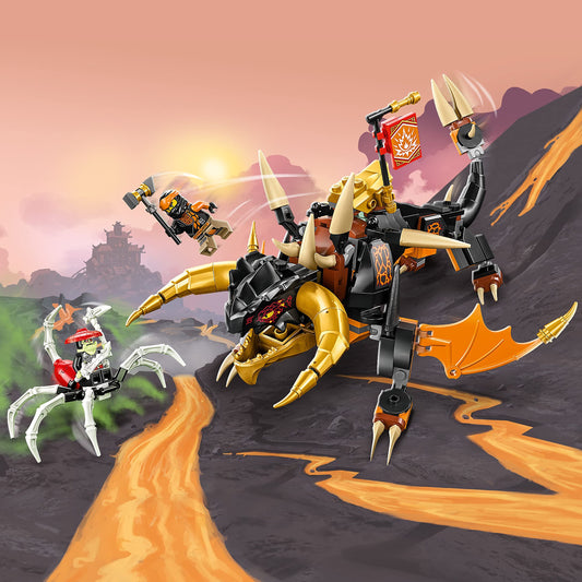 LEGO NINJAGO Cole minifigure with golden katana for epic ninja battles