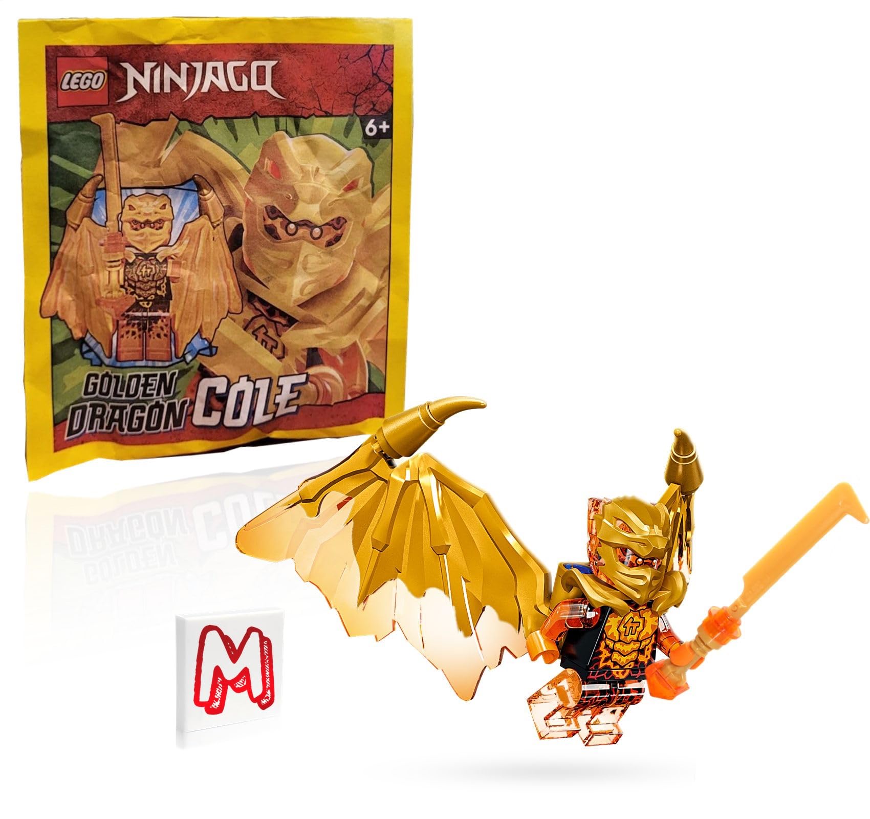 LEGO NINJAGO Cole Golden Dragon figure with wings, ideal for imaginative play and display.