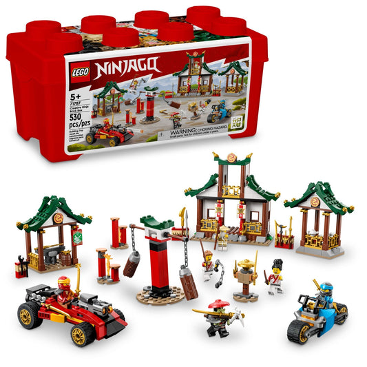 LEGO NINJAGO Creative Ninja Brick Box dojo scene sparks imaginative ninja training.