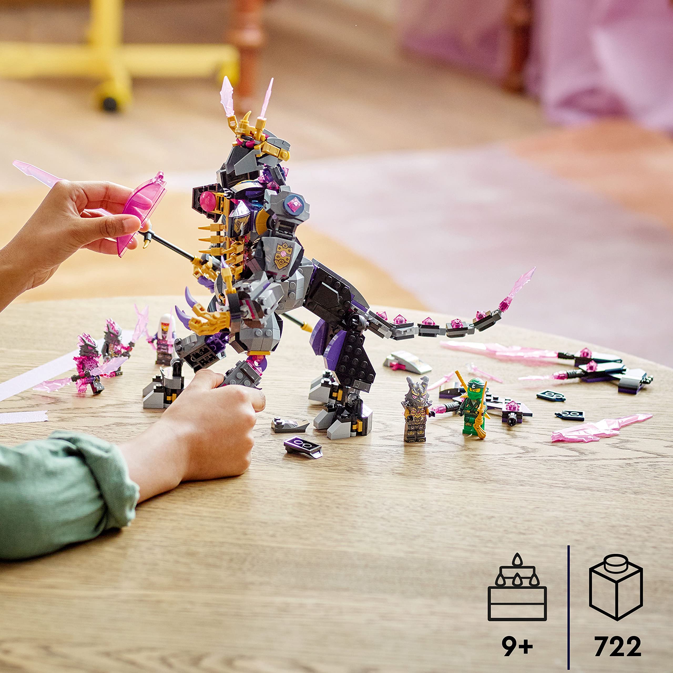 Crystal King battle set shown with knights and mechs for display.