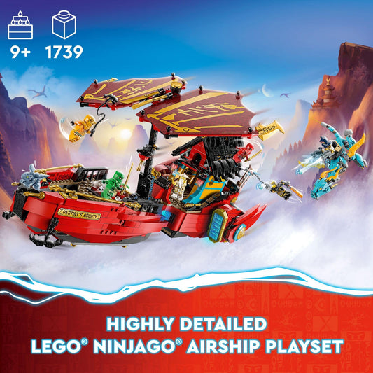 LEGO NINJAGO Destiny's Bounty airship sails and engines showcase customizable flight