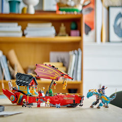 LEGO NINJAGO Destiny's Bounty weapons and minifigs enhance battle-ready scenes