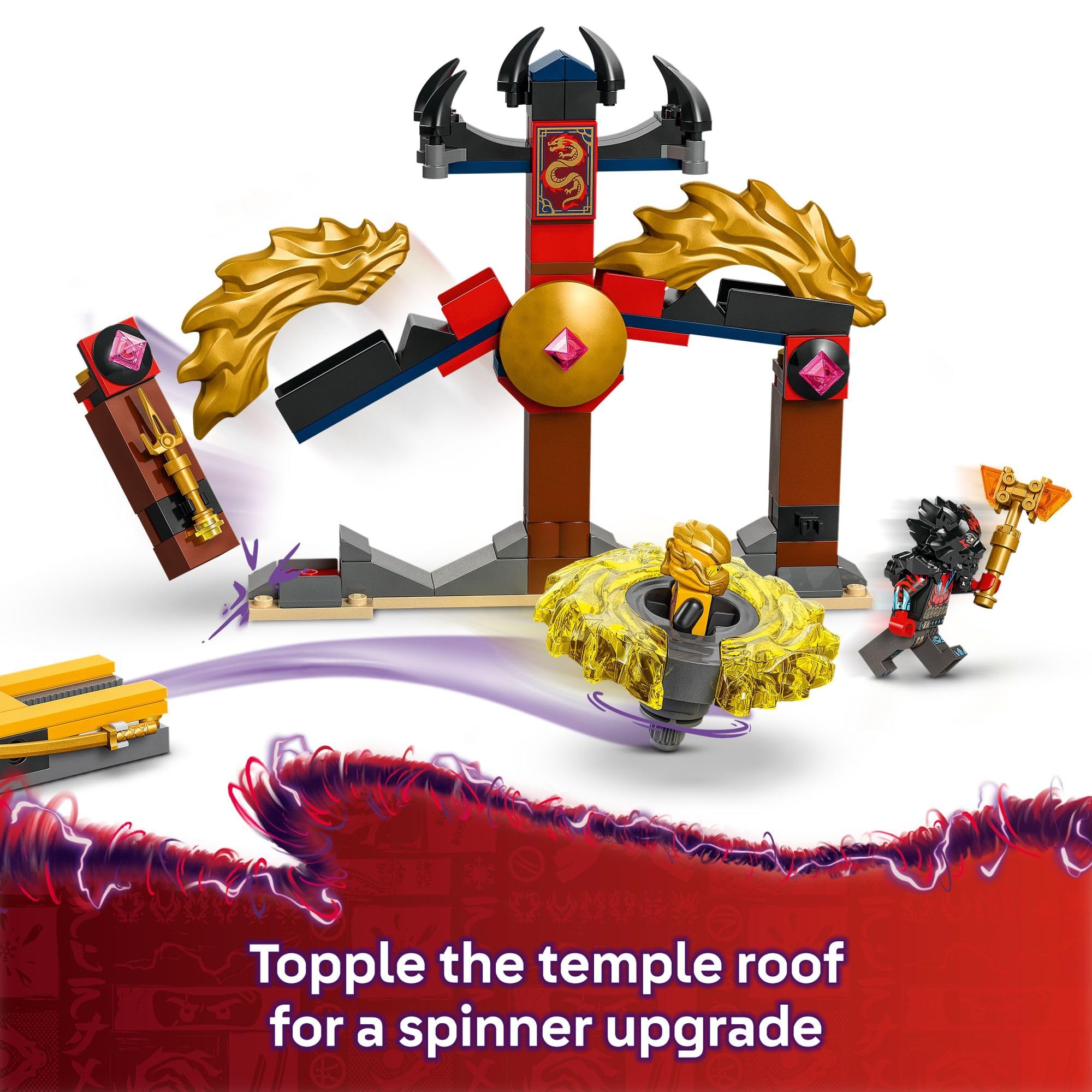 LEGO NINJAGO Dragon Spinjitzu Battle Pack Ras spinner enables dramatic clashes.