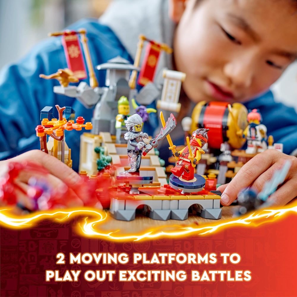 LEGO NINJAGO drum battle arena highlighting rolling drum feature for drama