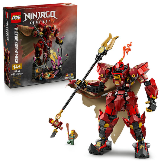 LEGO NINJAGO Fire Knight Mech battle pose for action play and display.