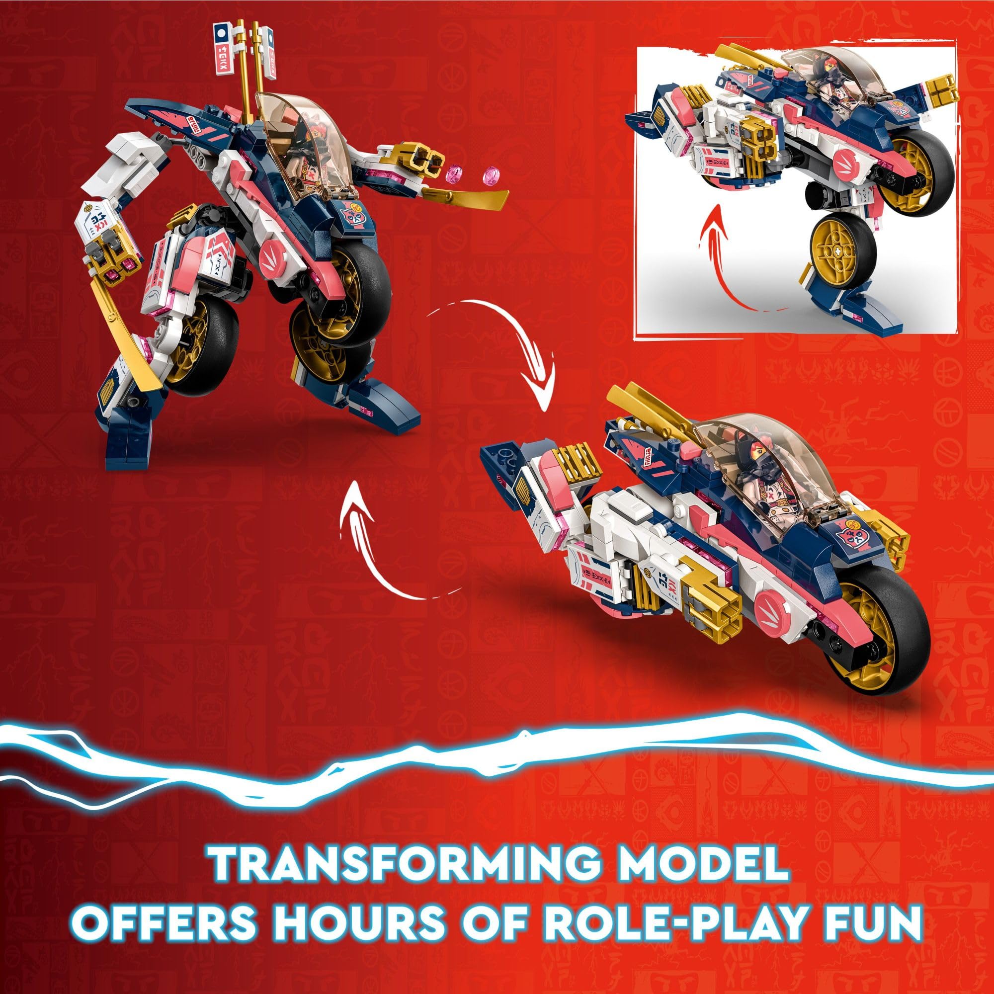 Golden blades and stud shooters fuel high-energy battles.