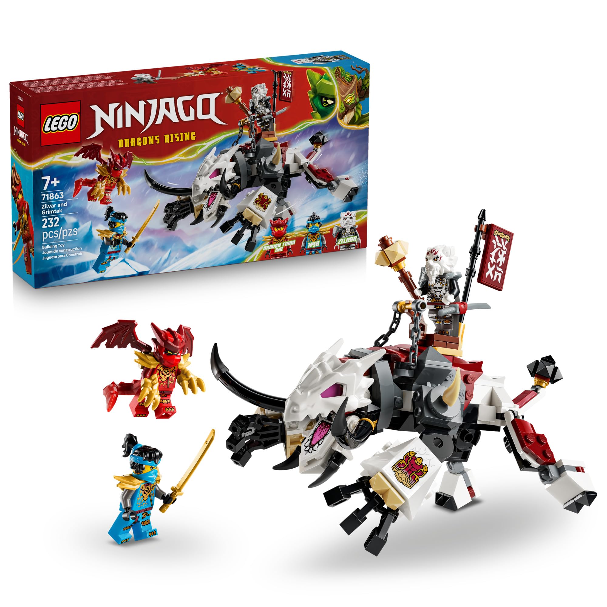LEGO Grimtak front view showing dragon pose and play appeal