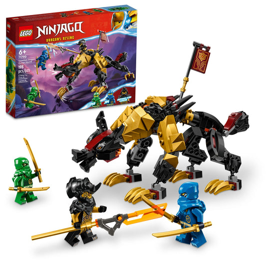 LEGO NINJAGO Imperium Dragon Hunter Hound 71790 front view with action-ready minifigs.