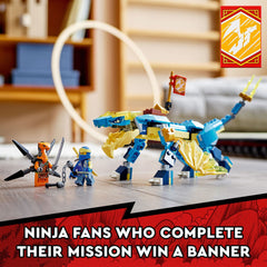 Collectible banner from LEGO NINJAGO Jay's Thunder Dragon EVO for mission rewards.