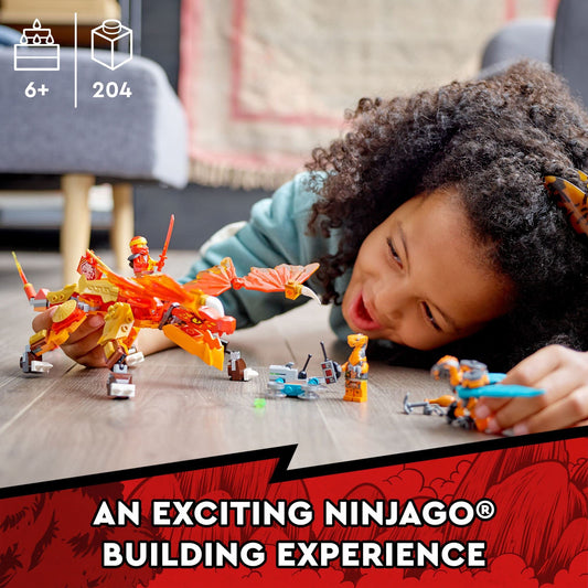 LEGO NINJAGO Kai minifigure ready for battle with sword, ideal for role-play adventures