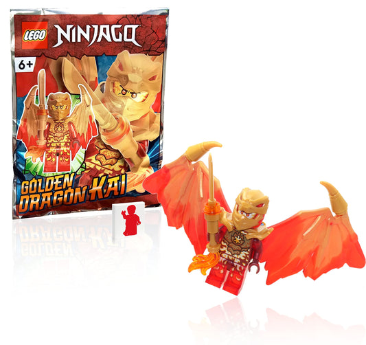LEGO NINJAGO Kai Golden Dragon figure with wings for imaginative play