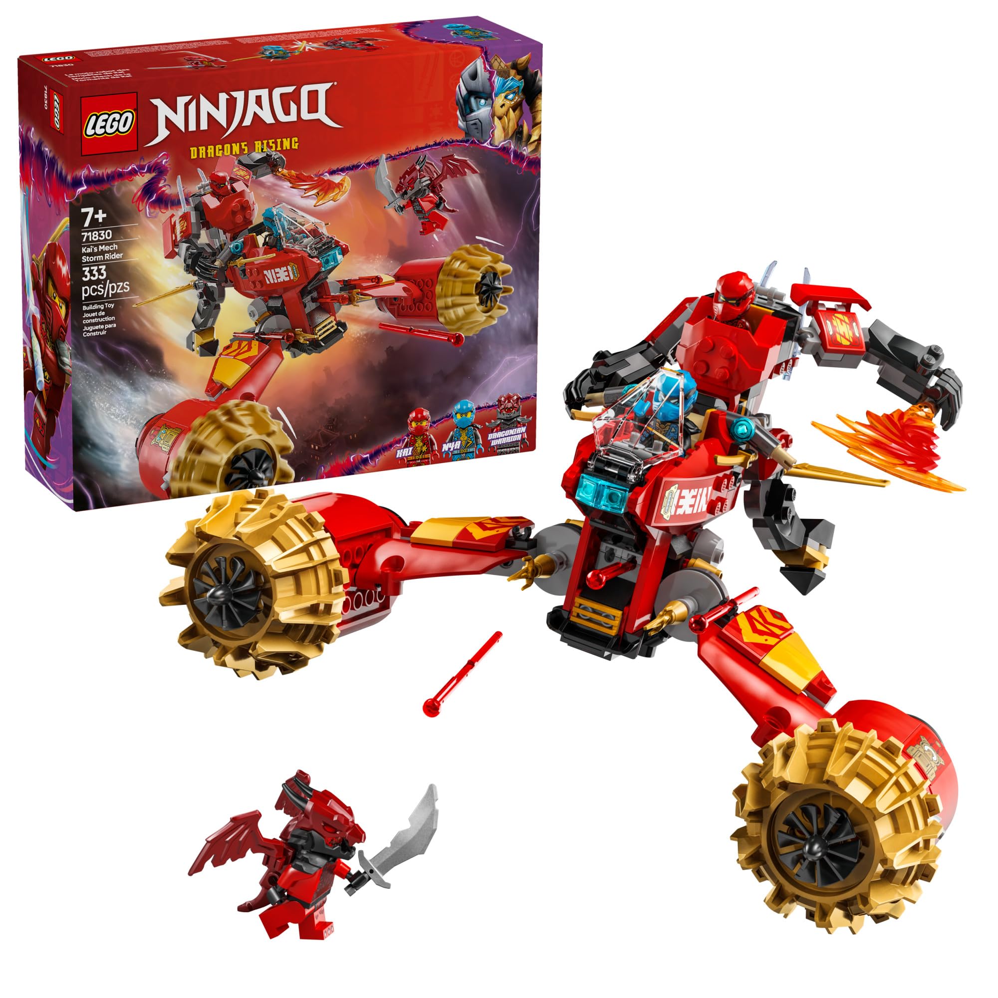 LEGO NINJAGO Kai mecha Storm Rider with storm blade for action play
