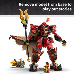 Kai minifigure with magical sword inside the Fire Knight Mech for dynamic battles.