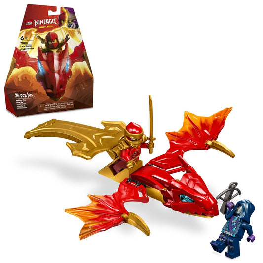 LEGO NINJAGO Kai's Rising Dragon Strike front view shows the buildable dragon and Kai figure for action play