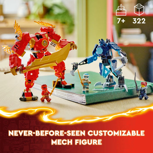 LEGO NINJAGO Kai and Zane minifigures ready for story-driven battles.