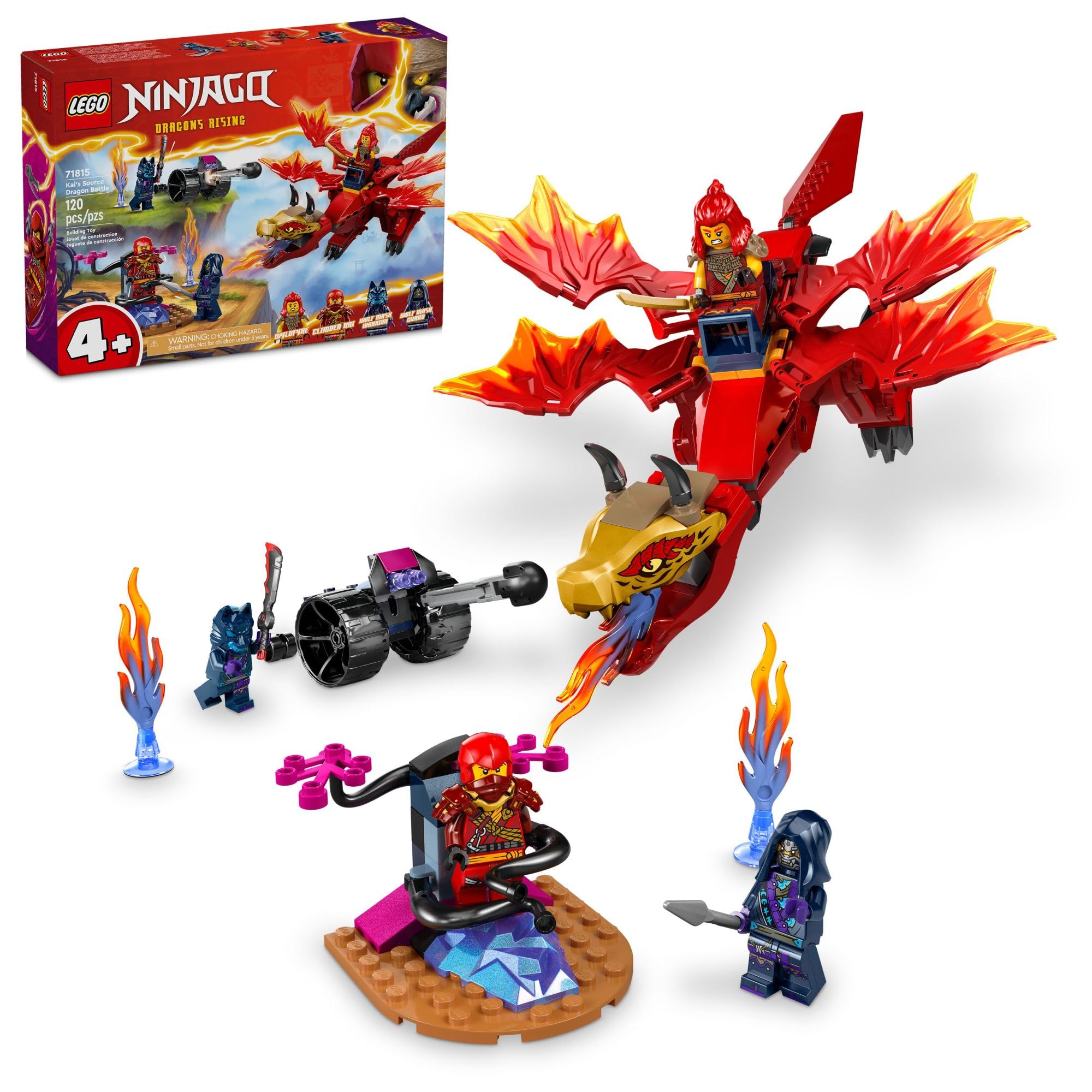 LEGO NINJAGO Kai's Source Dragon battle model in red, ideal for imaginative ninja adventures.