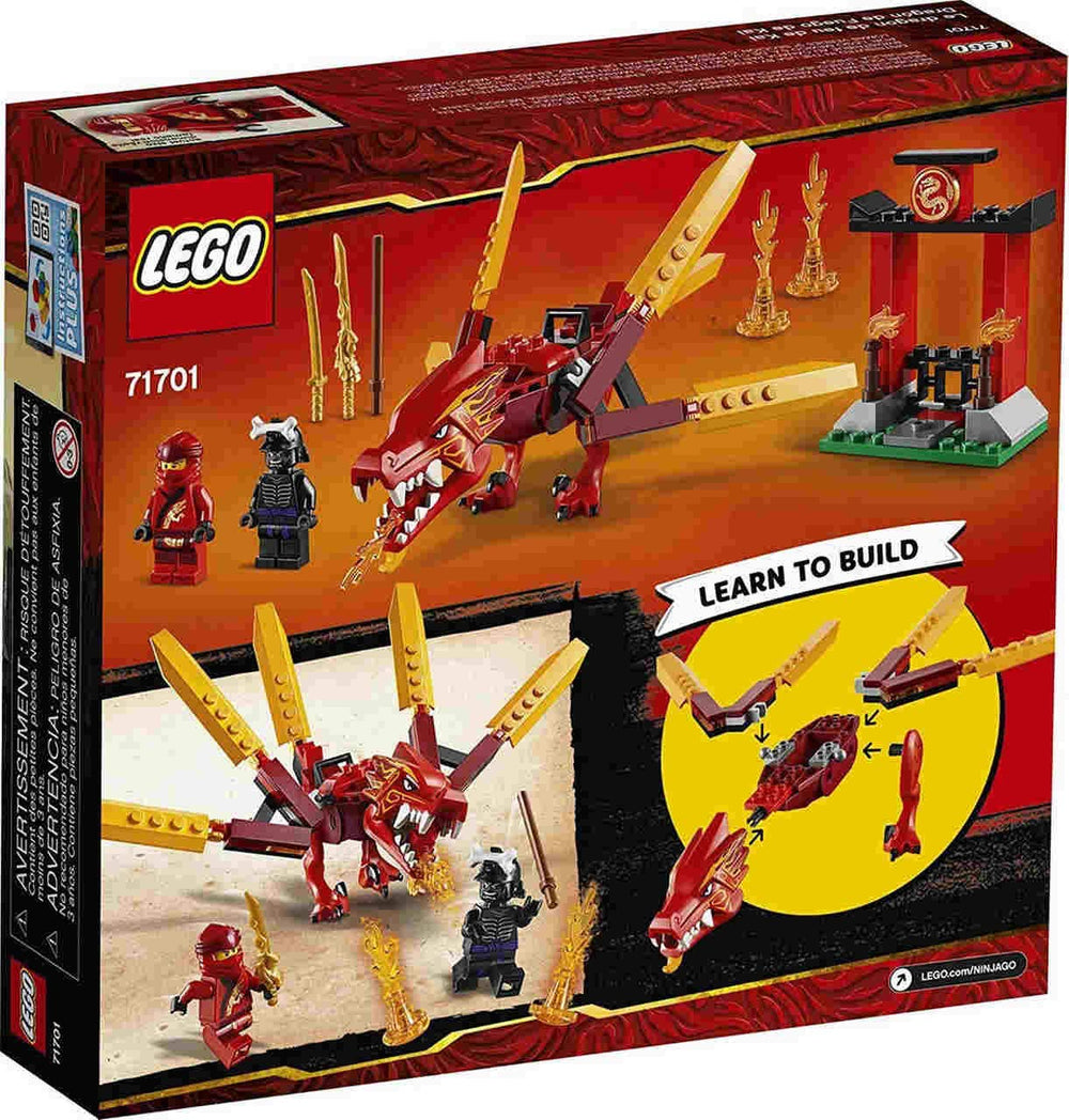 LEGO NINJAGO Kai Fire Dragon with mini fire temple sparks storytelling battles.