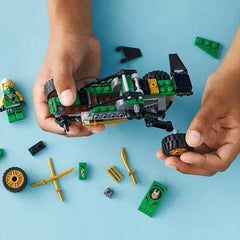 LEGO NINJAGO Legacy Jungle Raider suspension feature activates during dynamic play.