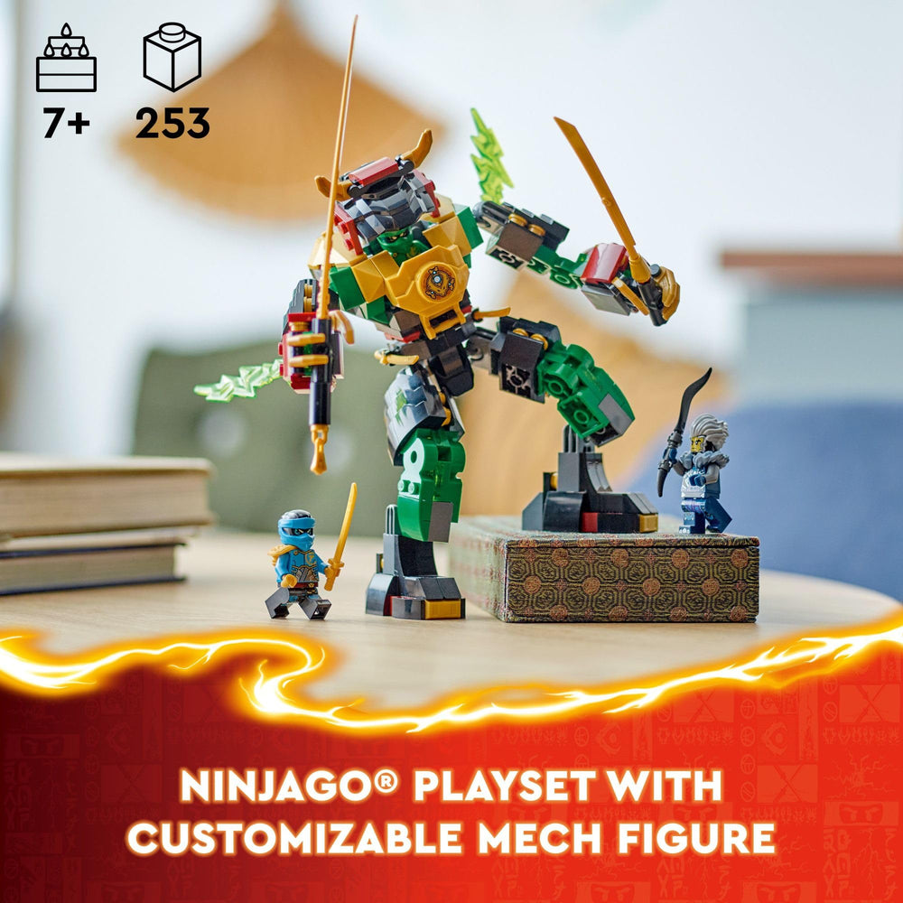 LEGO NINJAGO Lloyd’s Power Mech in pose for dramatic ninja battles