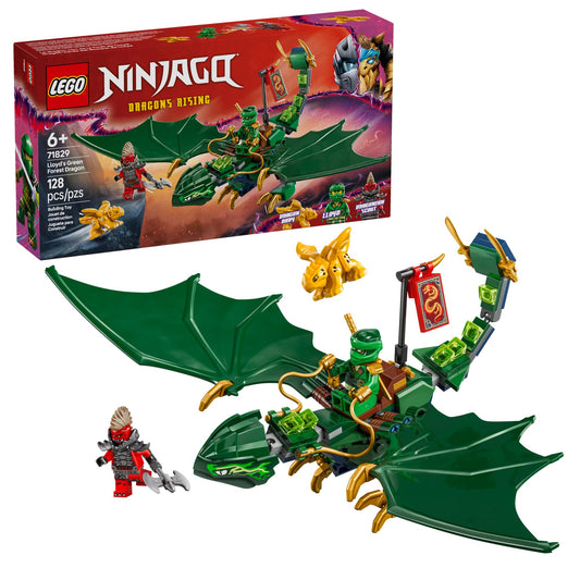 LEGO NINJAGO Lloyd’s Green Forest Dragon: poseable tail for action-packed flight scenes.
