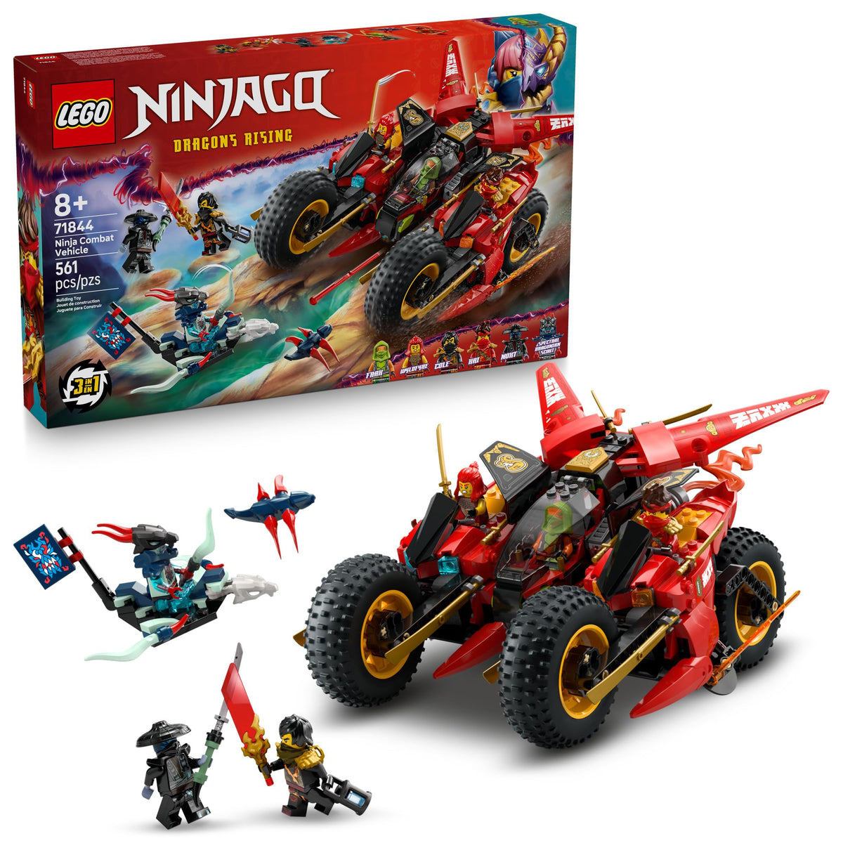 LEGO NINJAGO Ninja Combat Vehicle front view showcasing transforming battle play